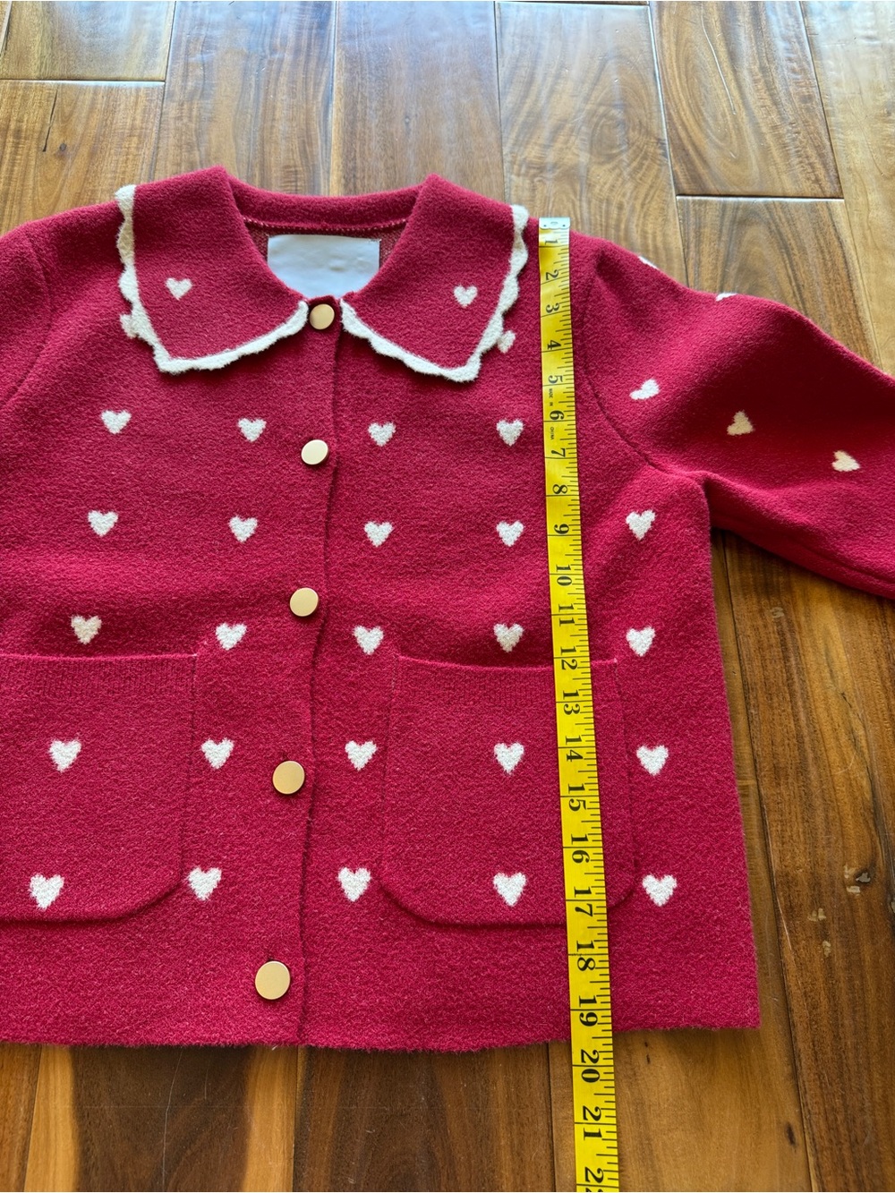 NVLT Red Heart-Print Button Cardigan - Picture 9 of 9